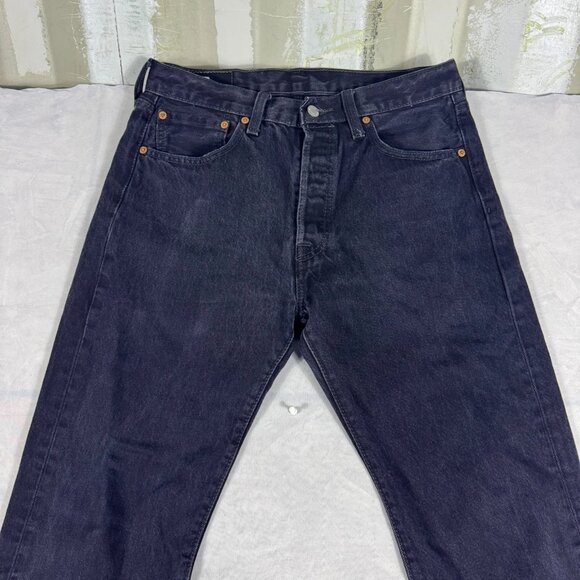 Levi’s 501 Mens Straight Leg Jeans Black Denim 5-Pocket Outdoor Size 33x32 - Picture 4 of 16